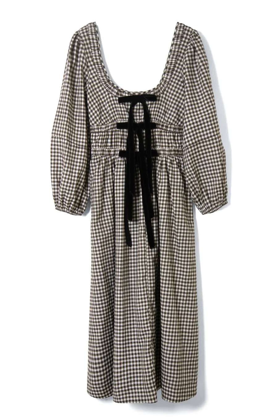 dakota bow midi dress - chocolate check