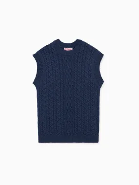 Dark Blue Alvaro Merino Boy Sleeveless Jumper