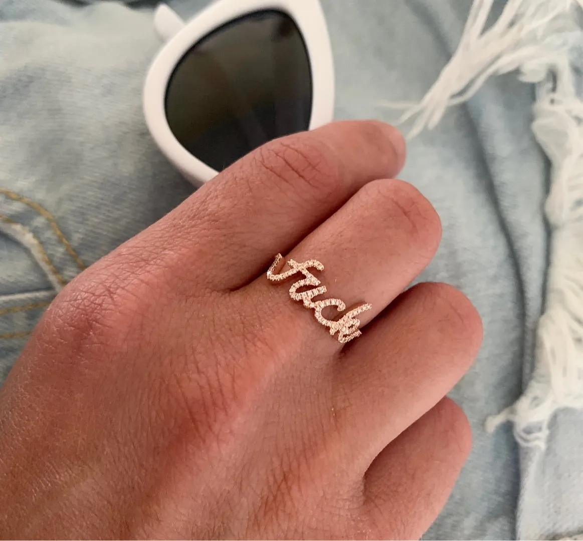 Diamond Script Initial Ring