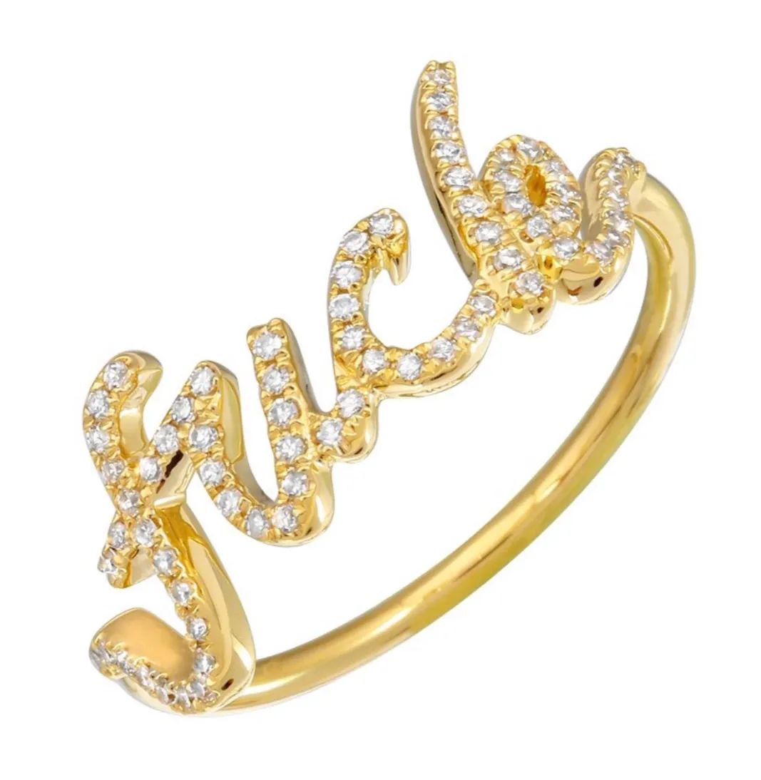 Diamond Script Initial Ring