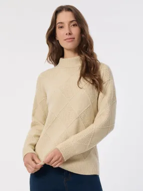 Diamond Stitch Mock Neck Sweater