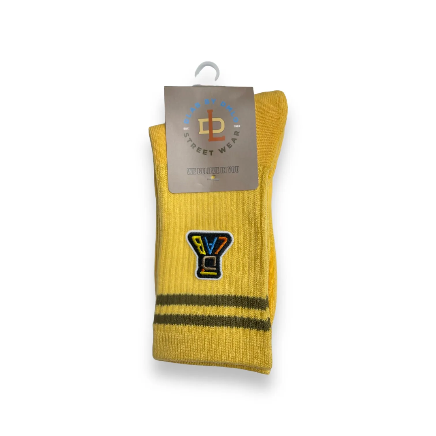 Dlab Socks (High) Yellow with Embroiderd Patch Color Logo