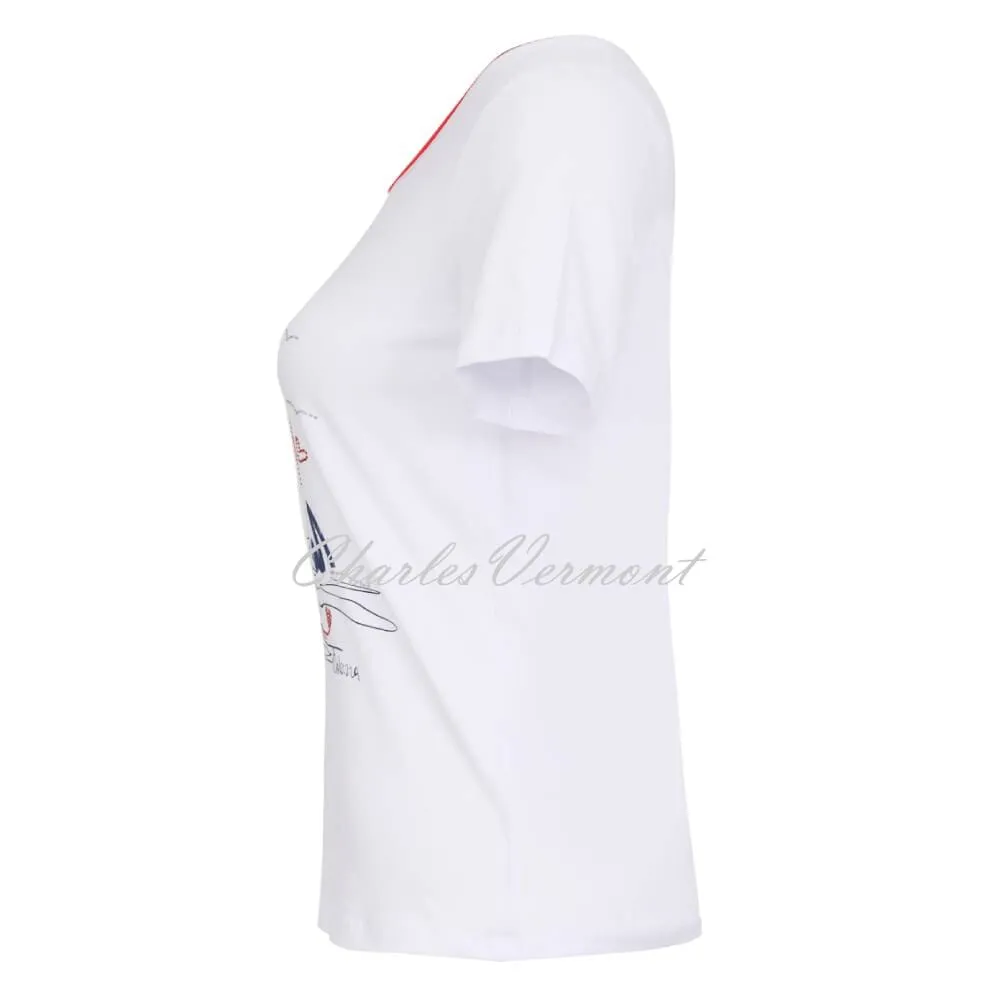 Dolcezza 'Love Sailing' Top with Diamante Detail - Style 23100 (White)