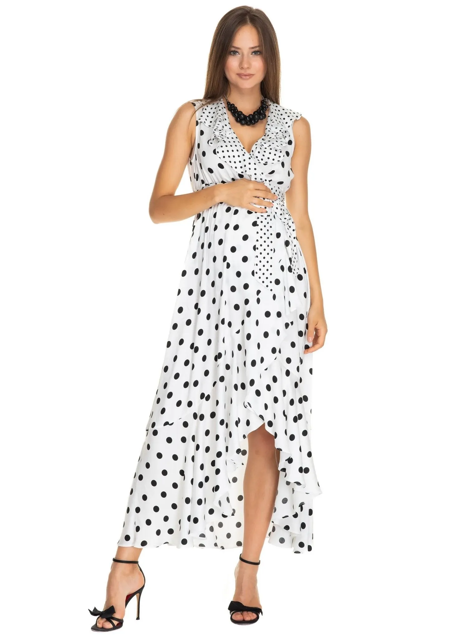 Dorothea Maternity Maxi Dress - Polka Dot