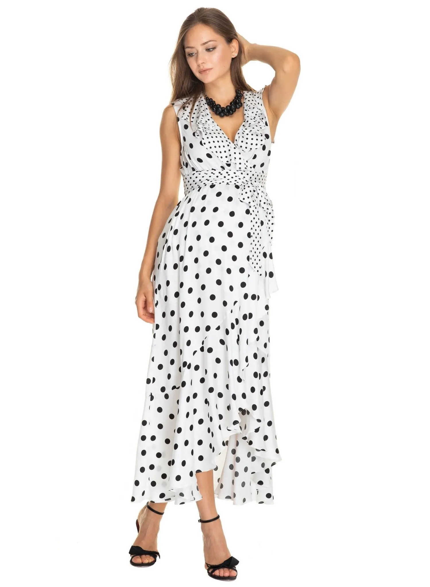 Dorothea Maternity Maxi Dress - Polka Dot