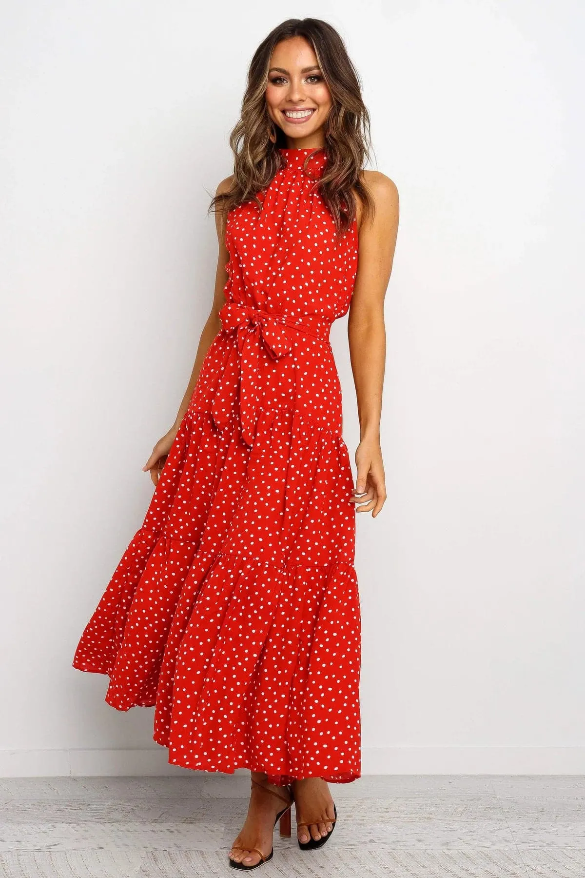 DressBetty - Polka Dot Print Women Bohemian Maxi Dress