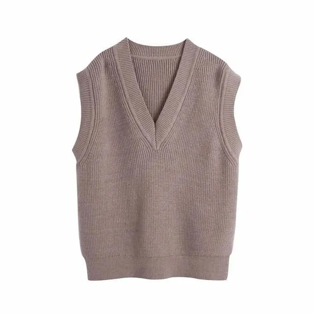 DressBetty - Women Warm V-neck Knit Vest Sweater