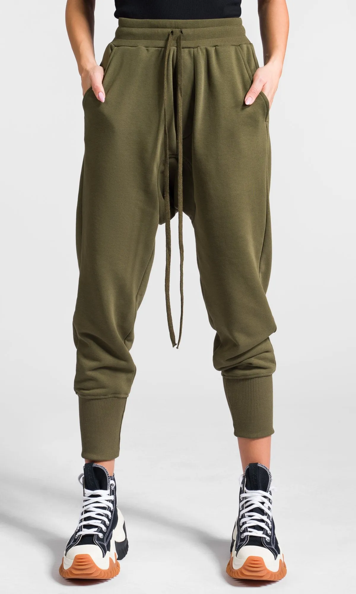 Drop Crotch Pants with Flap Pockets