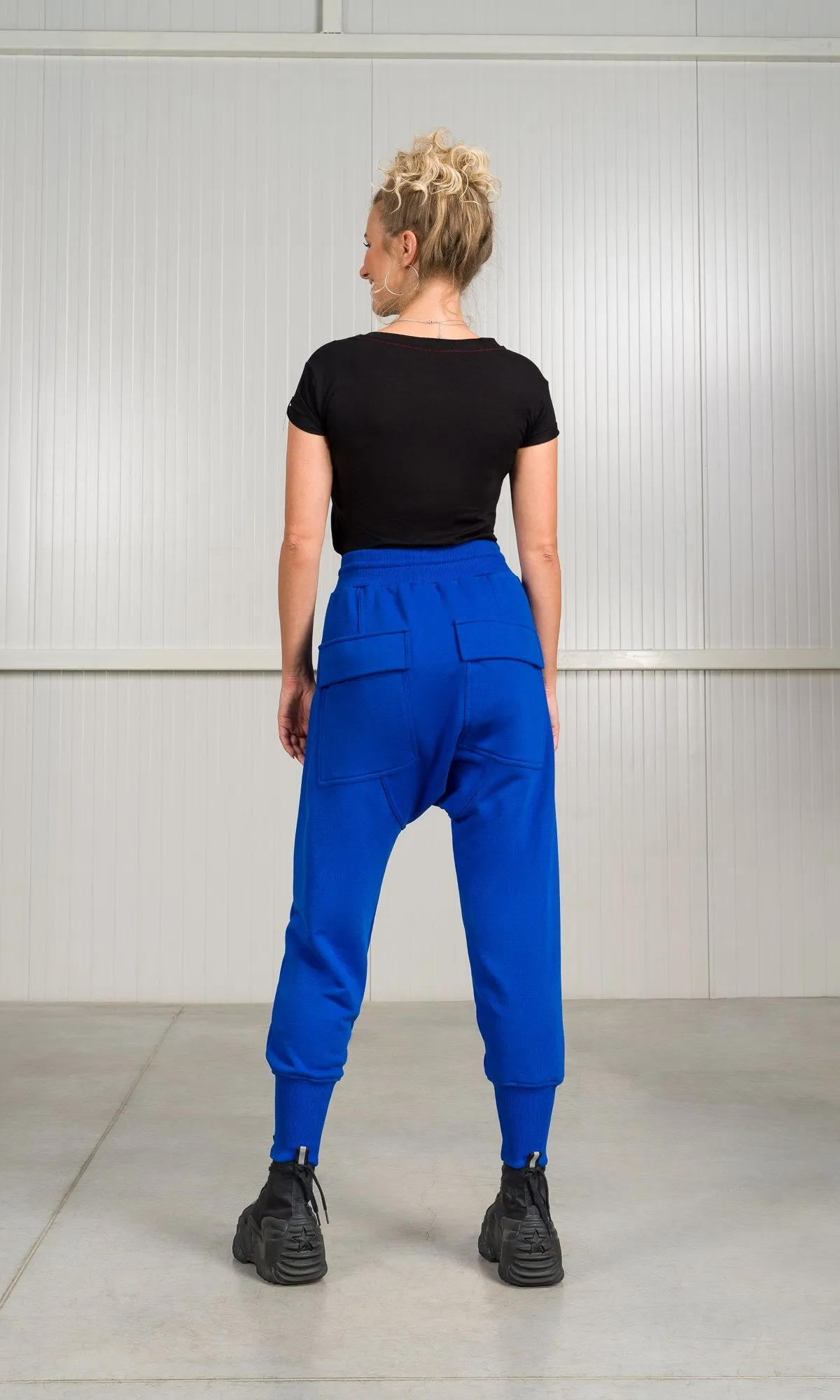 Drop Crotch Pants with Flap Pockets