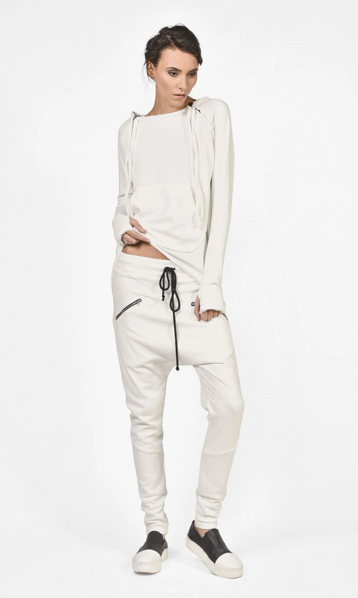 Drop Crotch Pants With Zipper Pockets