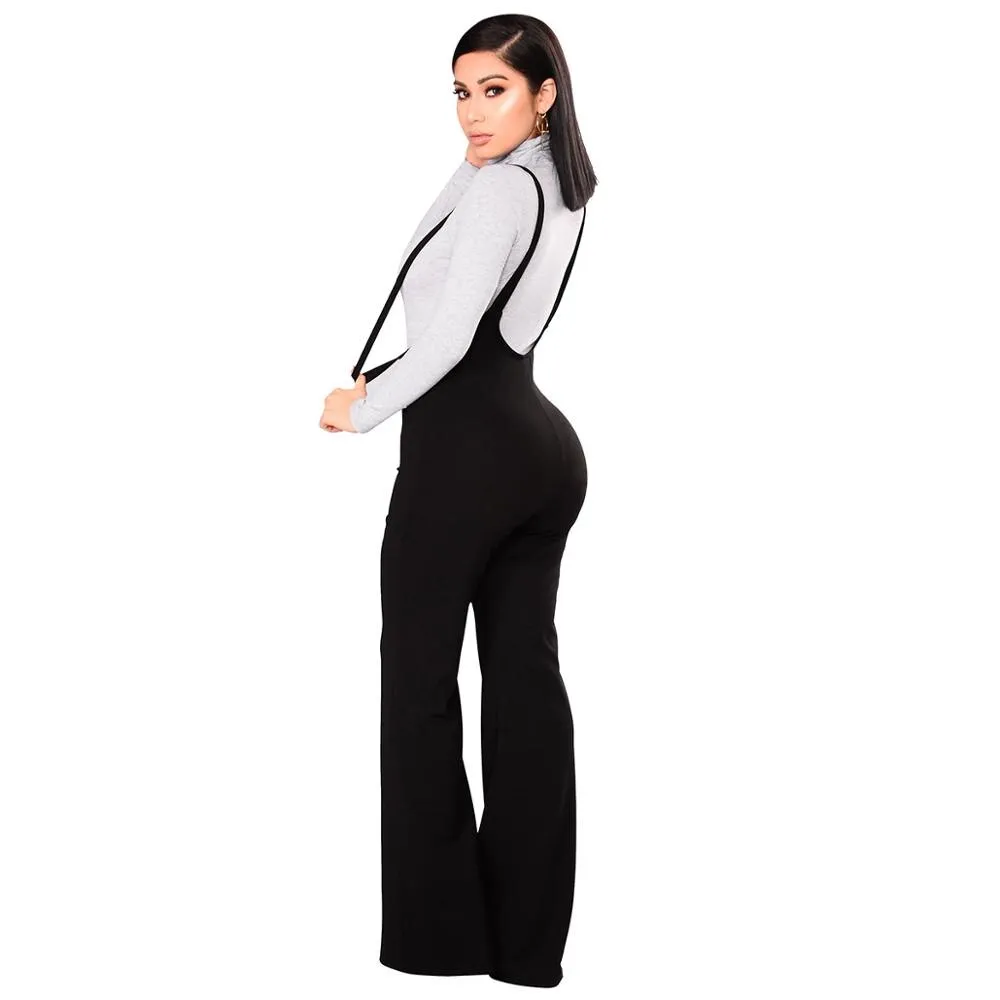 Echoine Women Trousers High Waist Large Round Buckle Pants Zipper Flared Leg Suspenders Sweatpants Female Retro Streetwear Lady