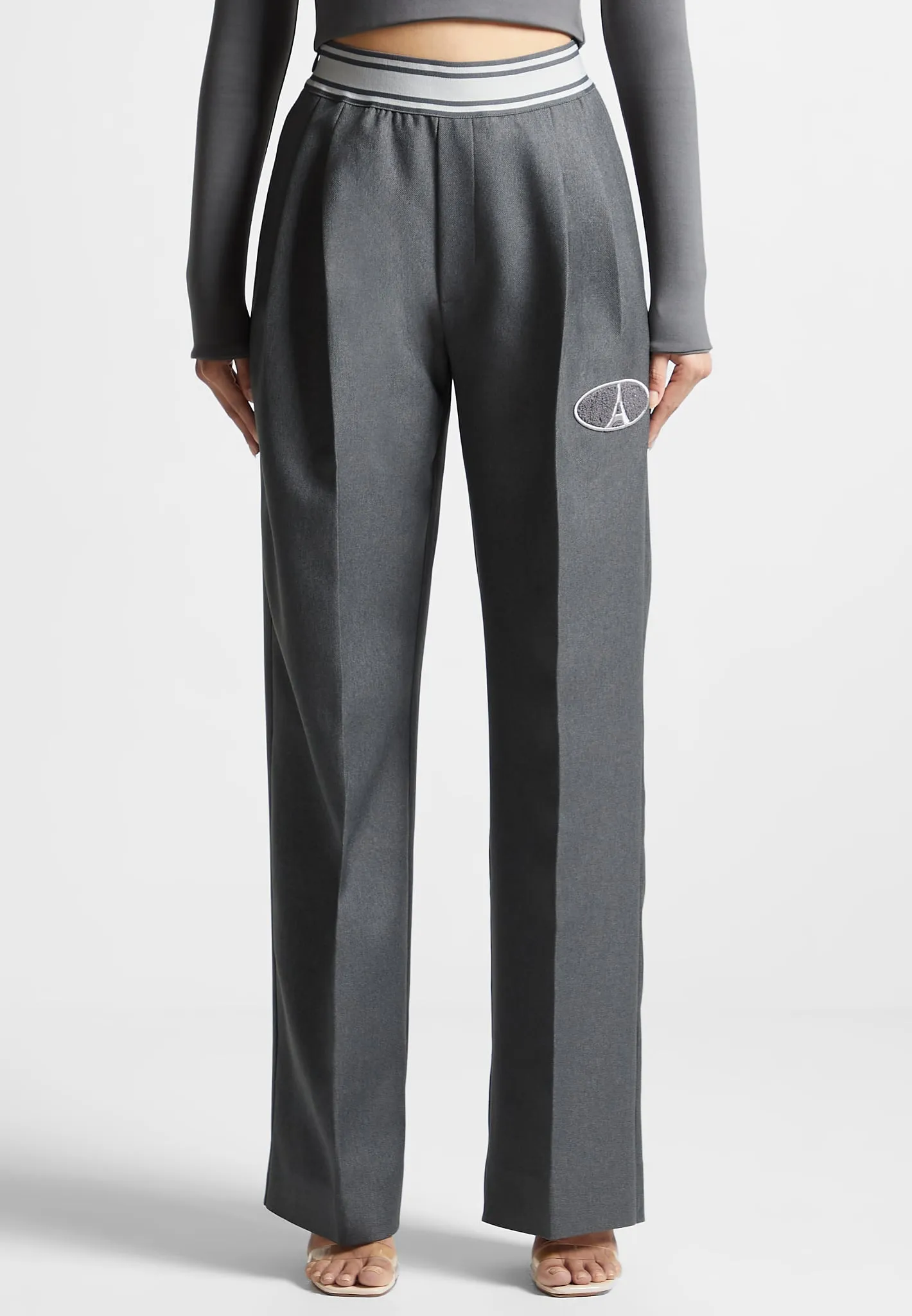 Elasticated Signature Pleated Trousers - Dark Grey