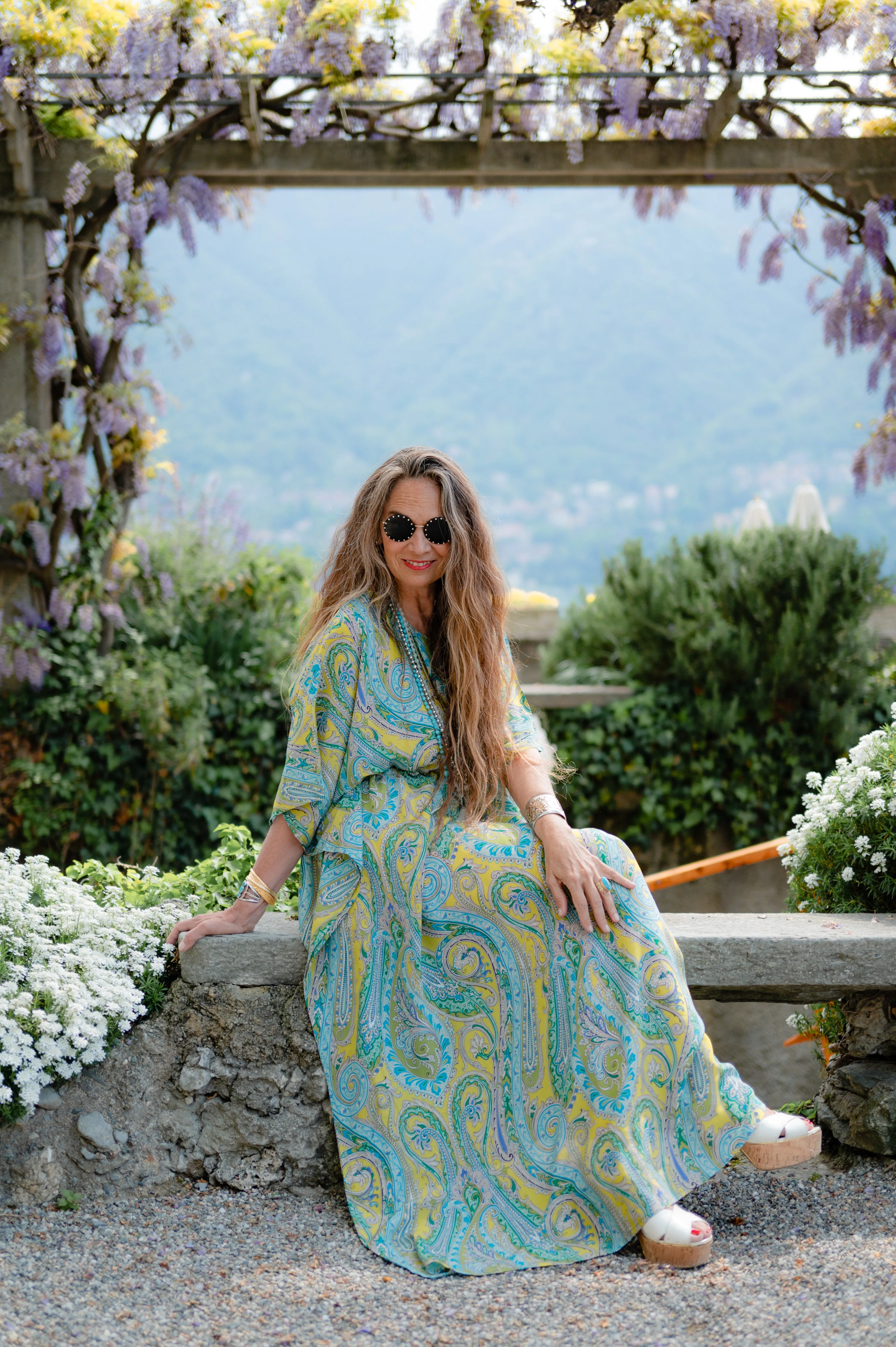 Electric Principessa Paisley Italian Silk Maxi Dress