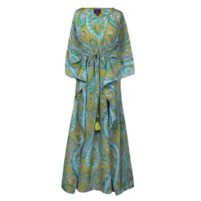 Electric Principessa Paisley Italian Silk Maxi Dress