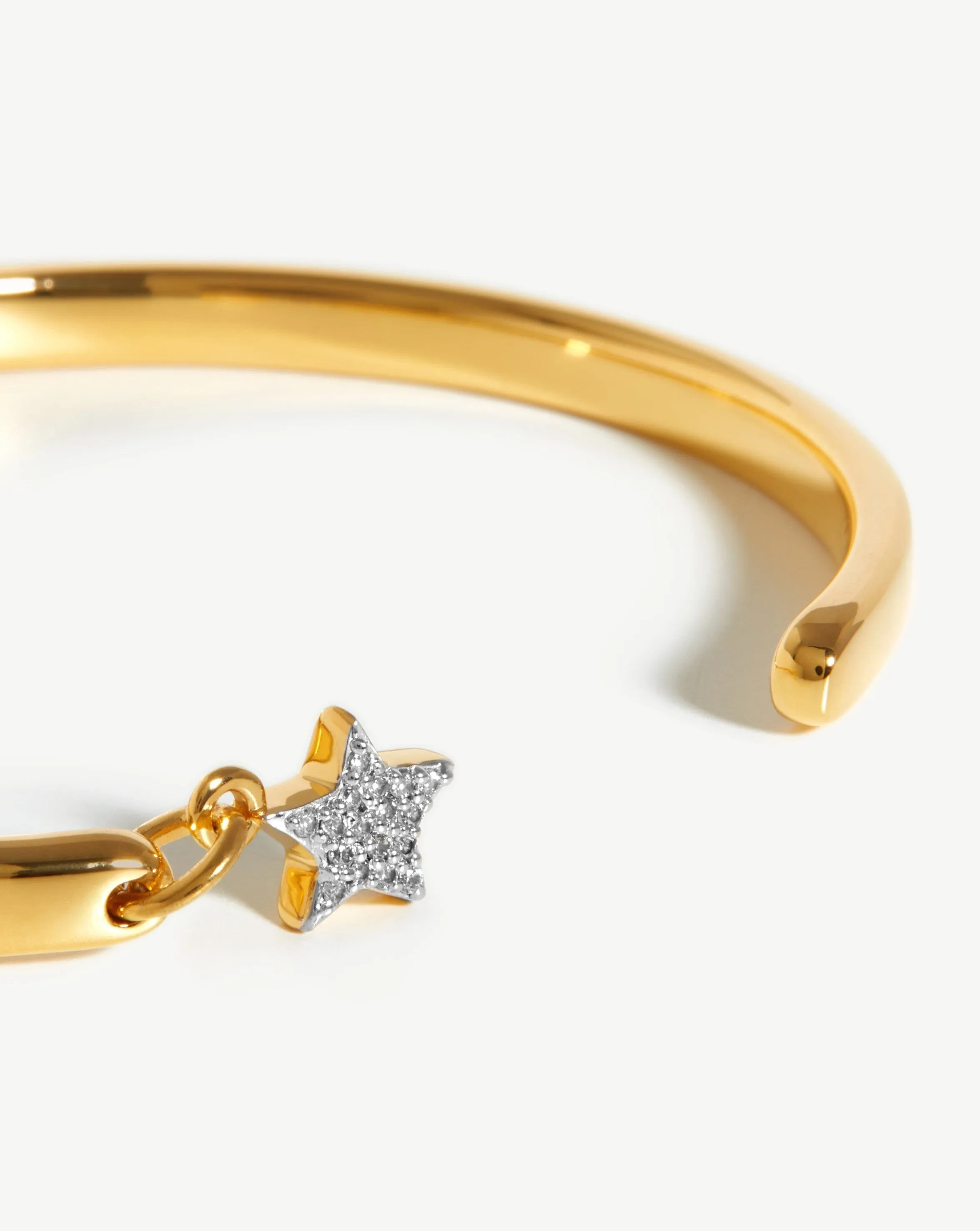 Engravable Star Charm Cuff Bracelet | 18ct Gold Plated/Cubic Zirconia