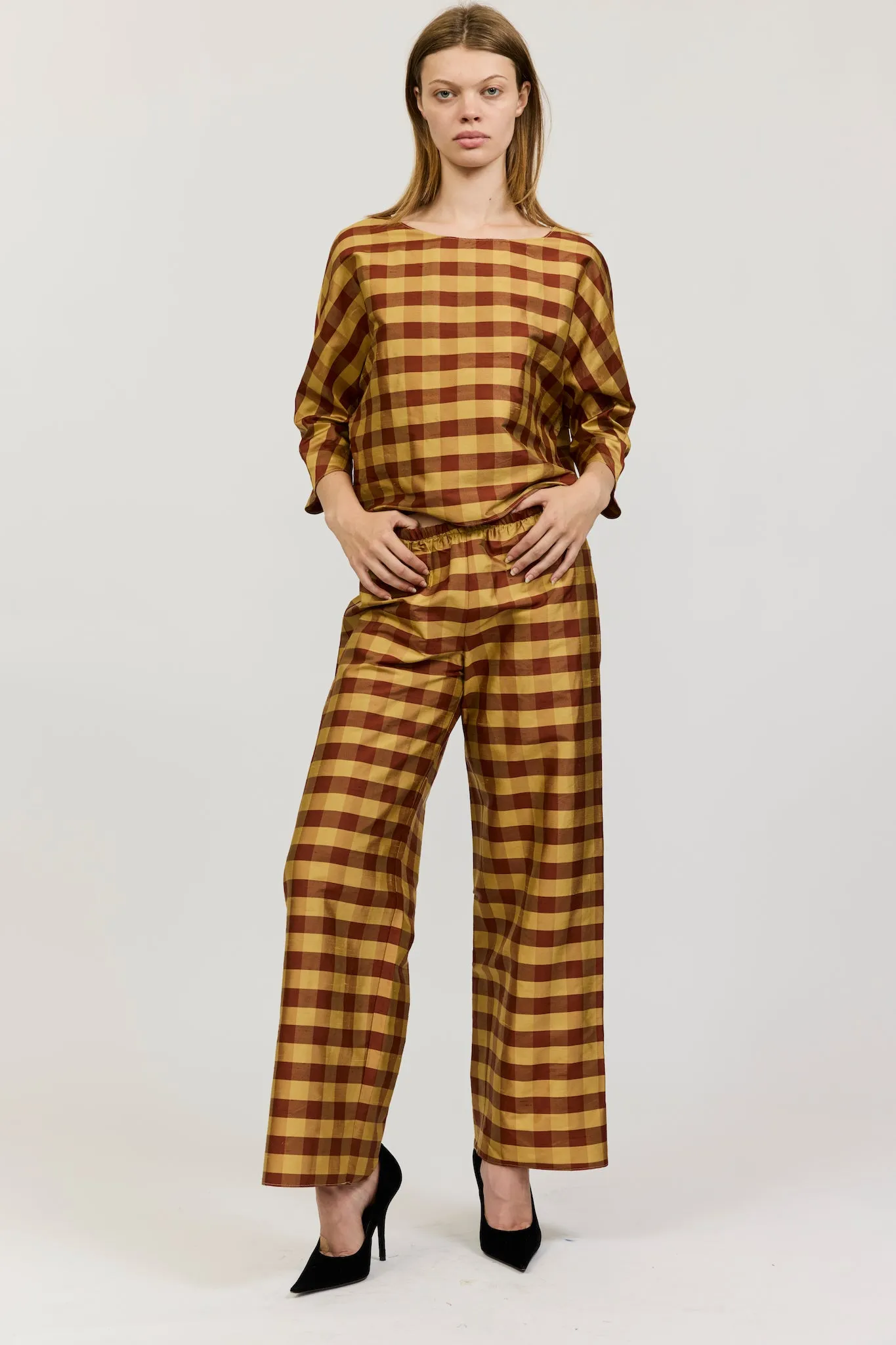 Erin Pant in Gingham Silk Taffeta