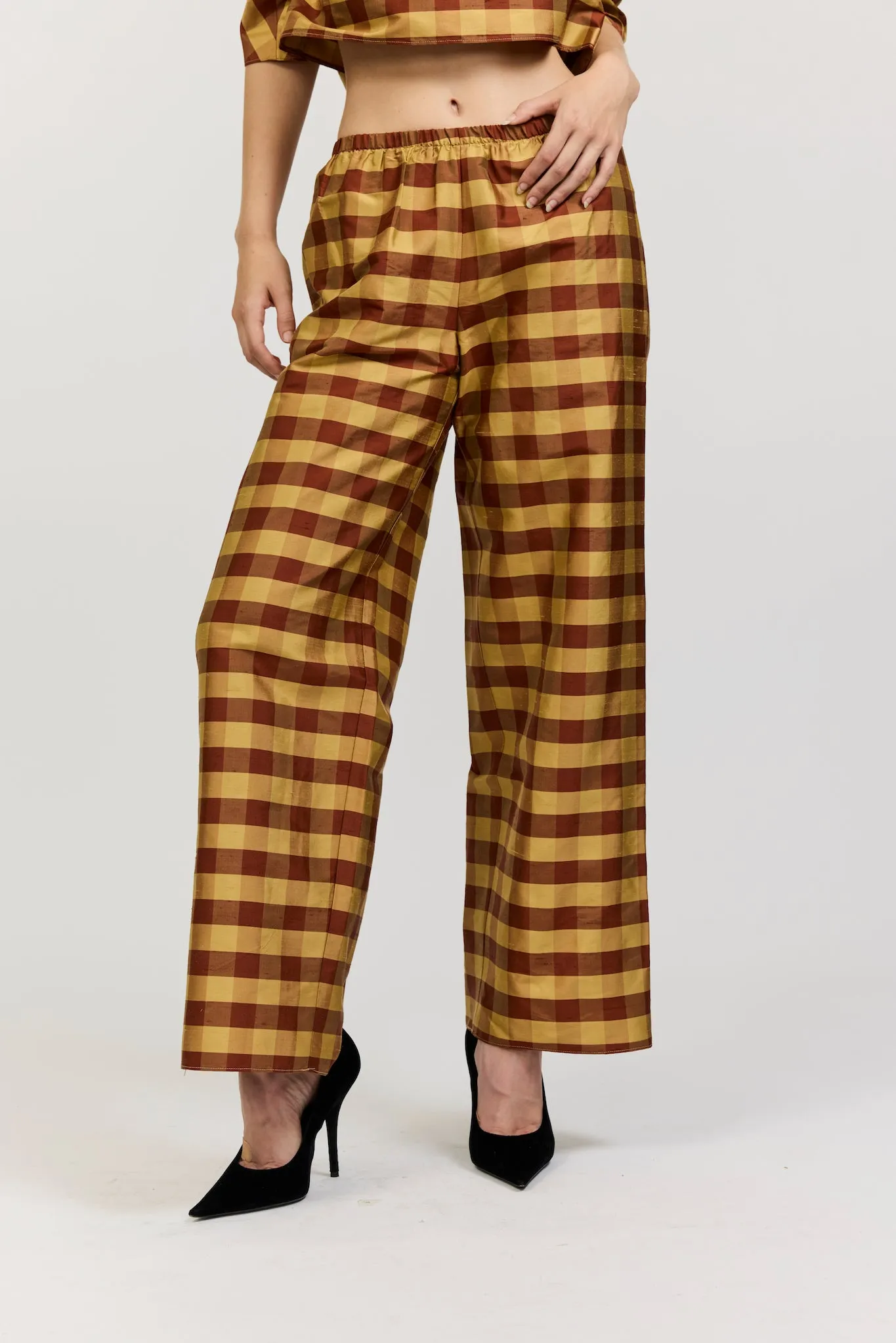 Erin Pant in Gingham Silk Taffeta