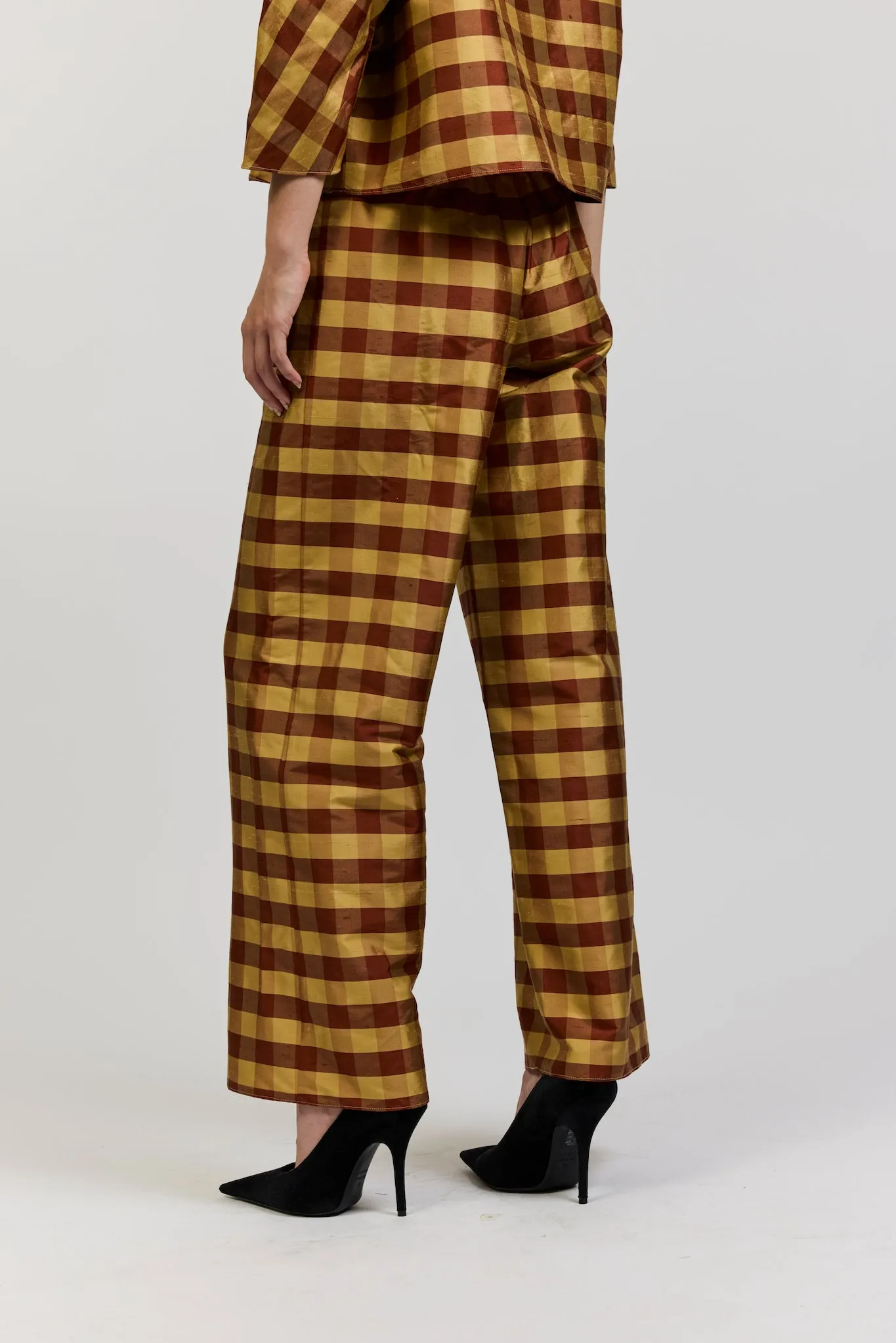 Erin Pant in Gingham Silk Taffeta