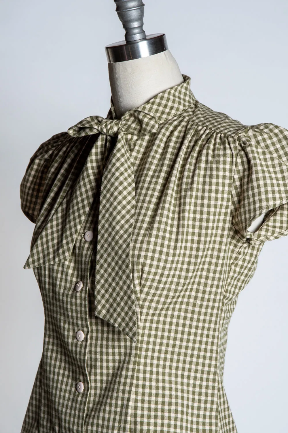 Estelle Blouse - Olive Gingham