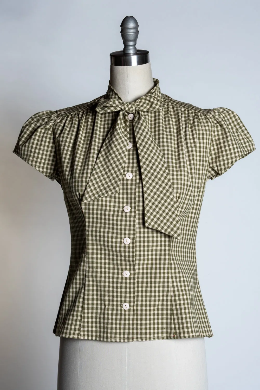 Estelle Blouse - Olive Gingham