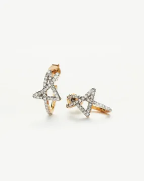 Fine Diamond Star Stud Earrings | 14ct Solid Gold/Diamond