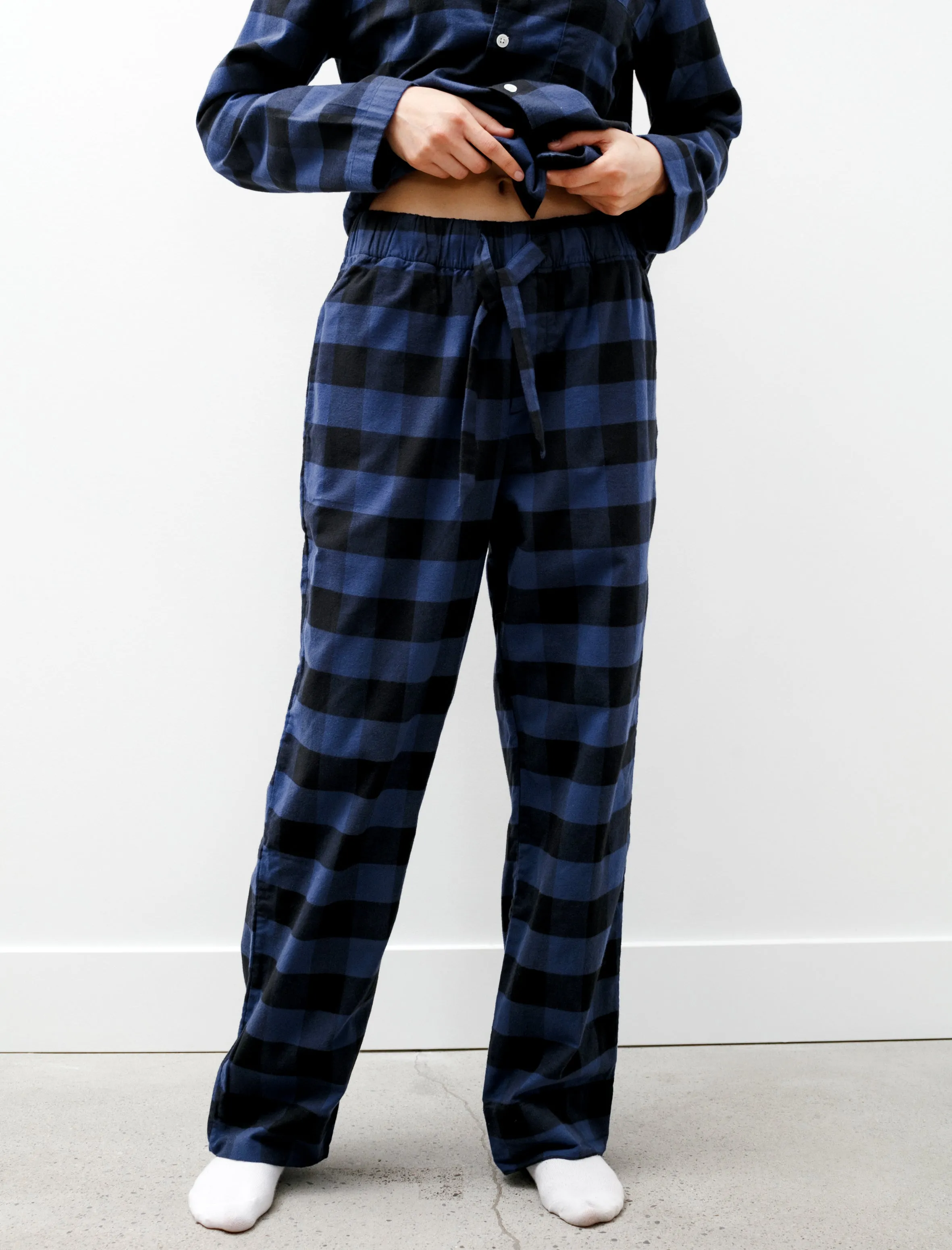 Flannel Pyjama Pants Gingham Blue