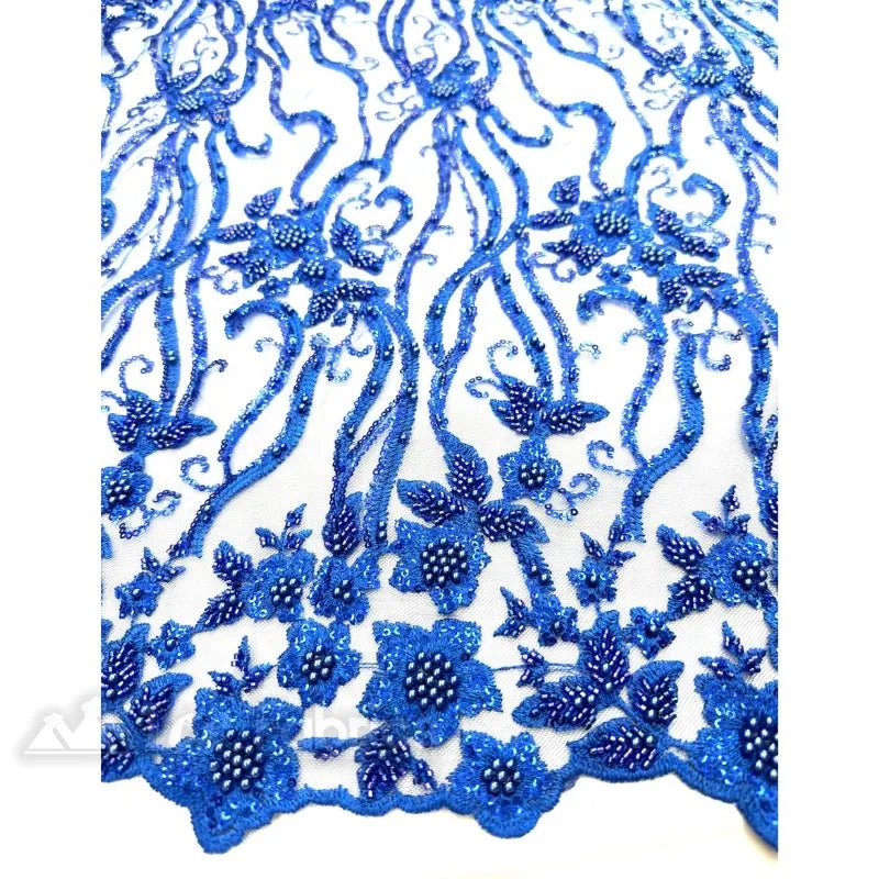 Floral Beaded Lace Fabric By The Yard Embroidered Fabric