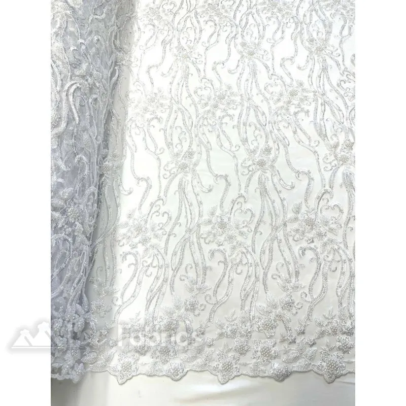 Floral Beaded Lace Fabric By The Yard Embroidered Fabric