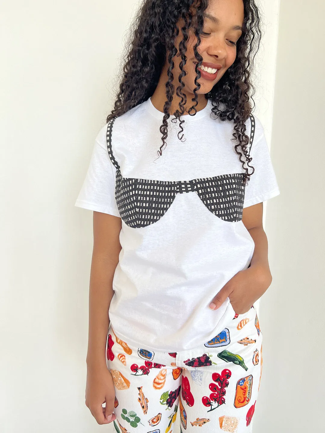 Florida Woman Applique Tee - Black and White Gingham