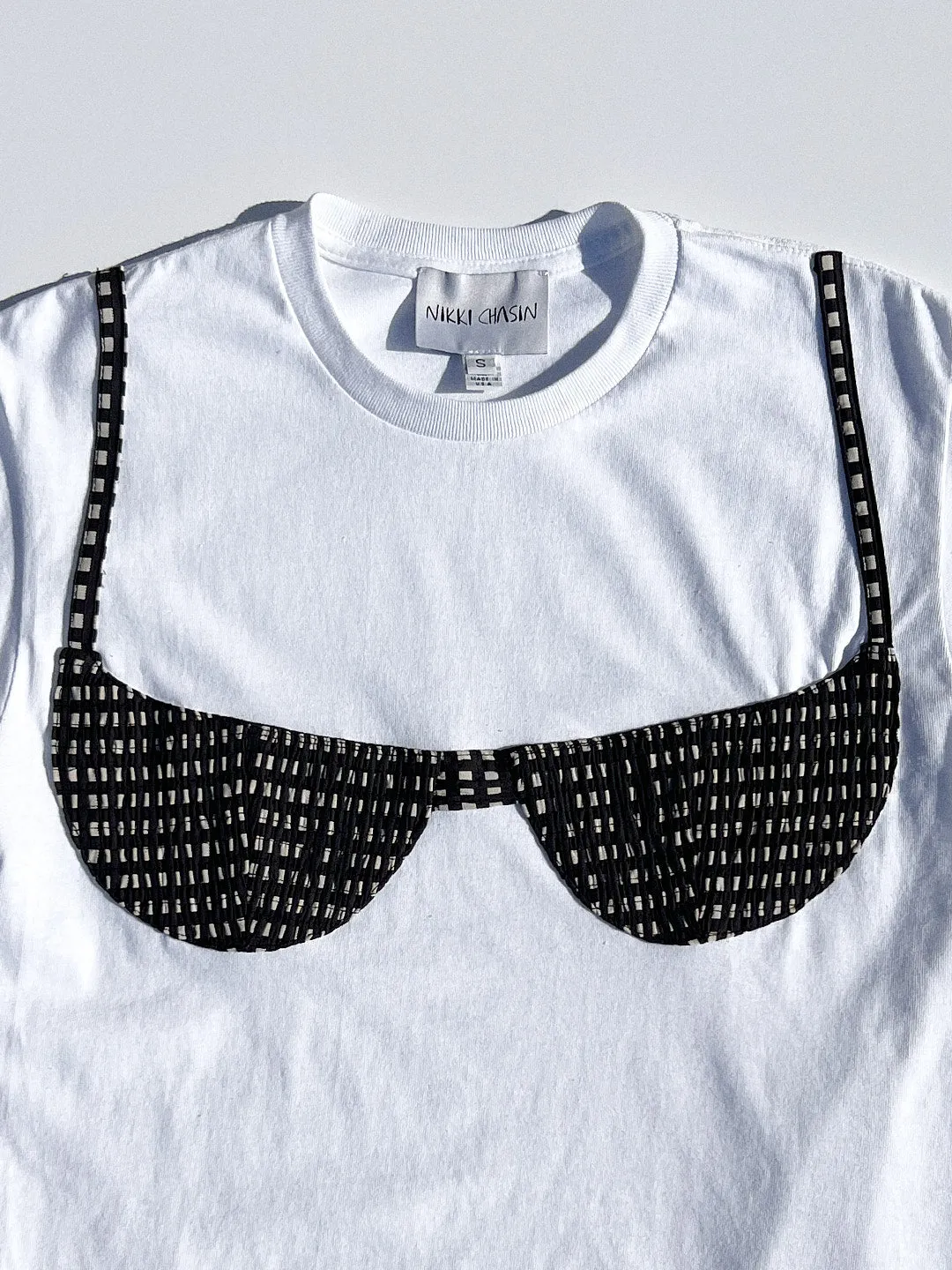 Florida Woman Applique Tee - Black and White Gingham