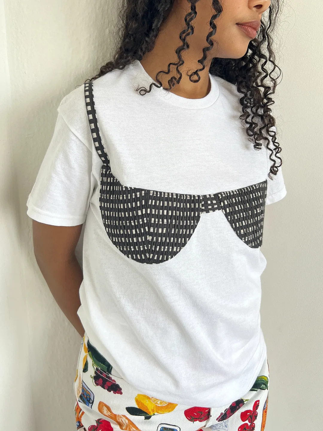 Florida Woman Applique Tee - Black and White Gingham