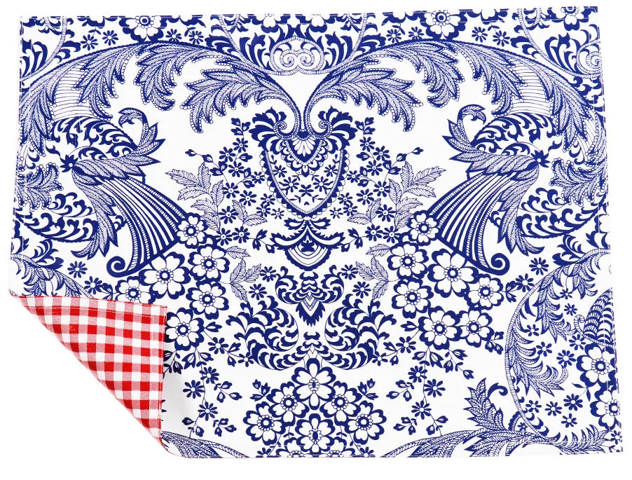 Freckled Sage Genuine Oilcloth Placemats in Toile Blue