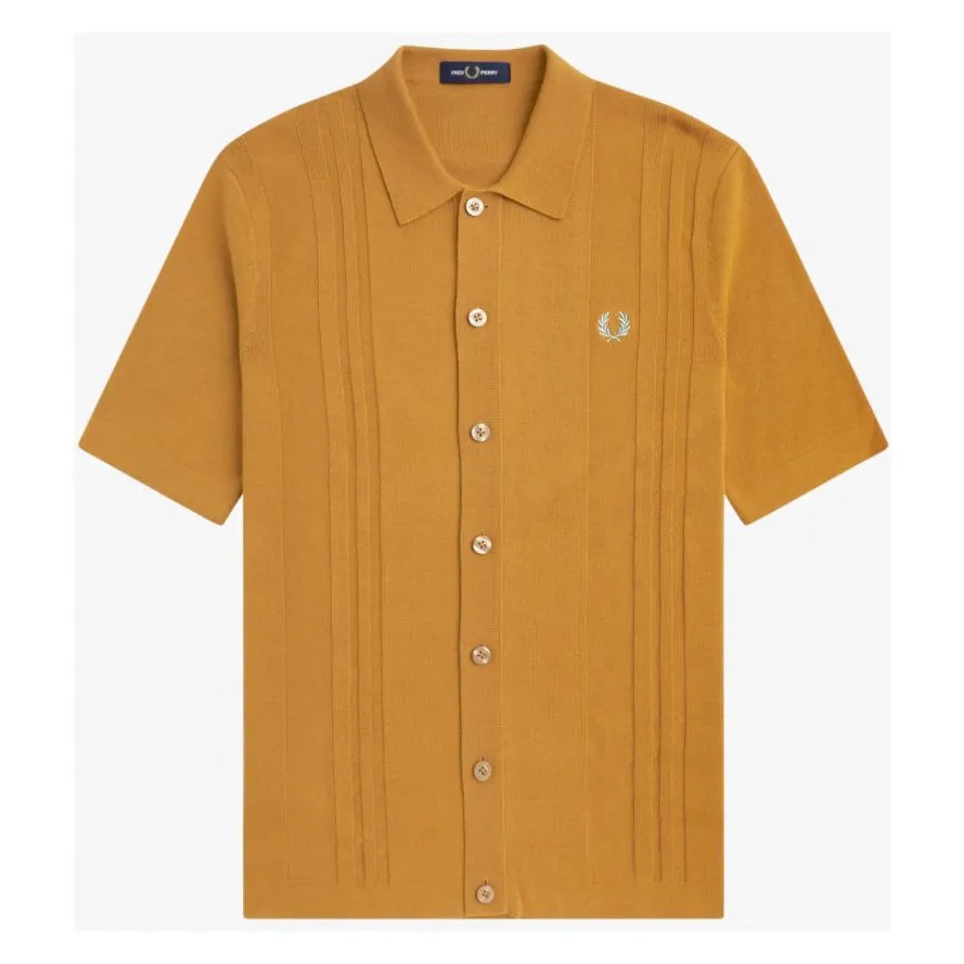 Fred Perry - K5524 Dark Caramel Button Through Knitted - Polo