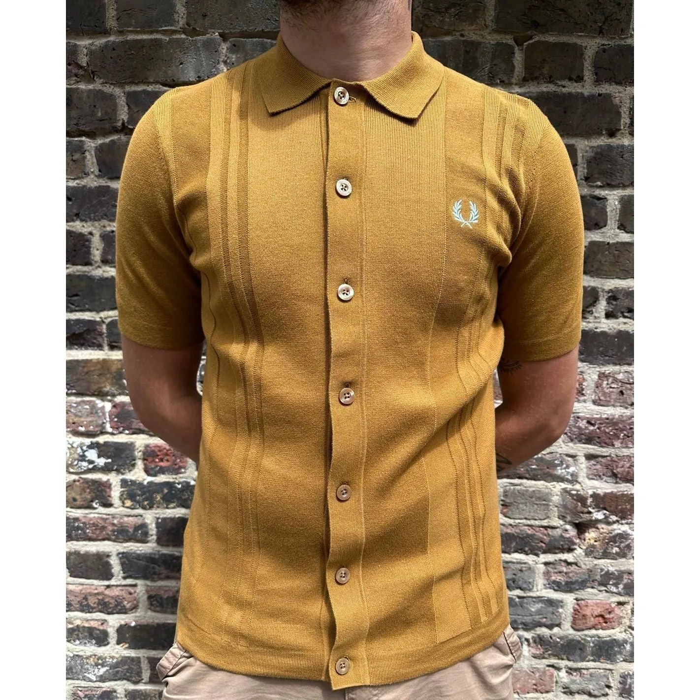 Fred Perry - K5524 Dark Caramel Button Through Knitted - Polo