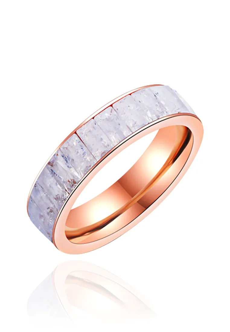 Georgia Princess-Cut Crystal Cryolite Inset Ring in Rose Gold