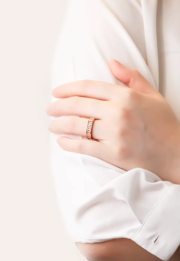 Georgia Princess-Cut Crystal Cryolite Inset Ring in Rose Gold