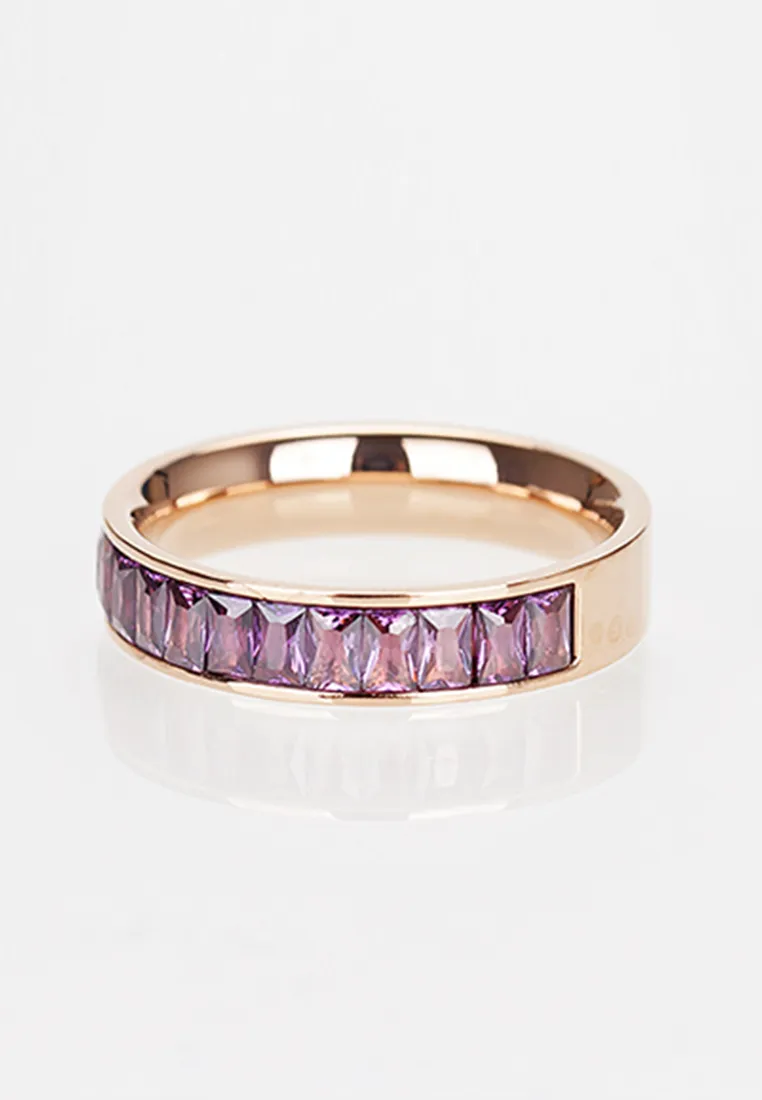 Georgia Princess-Cut Crystal Cryolite Inset Ring in Rose Gold