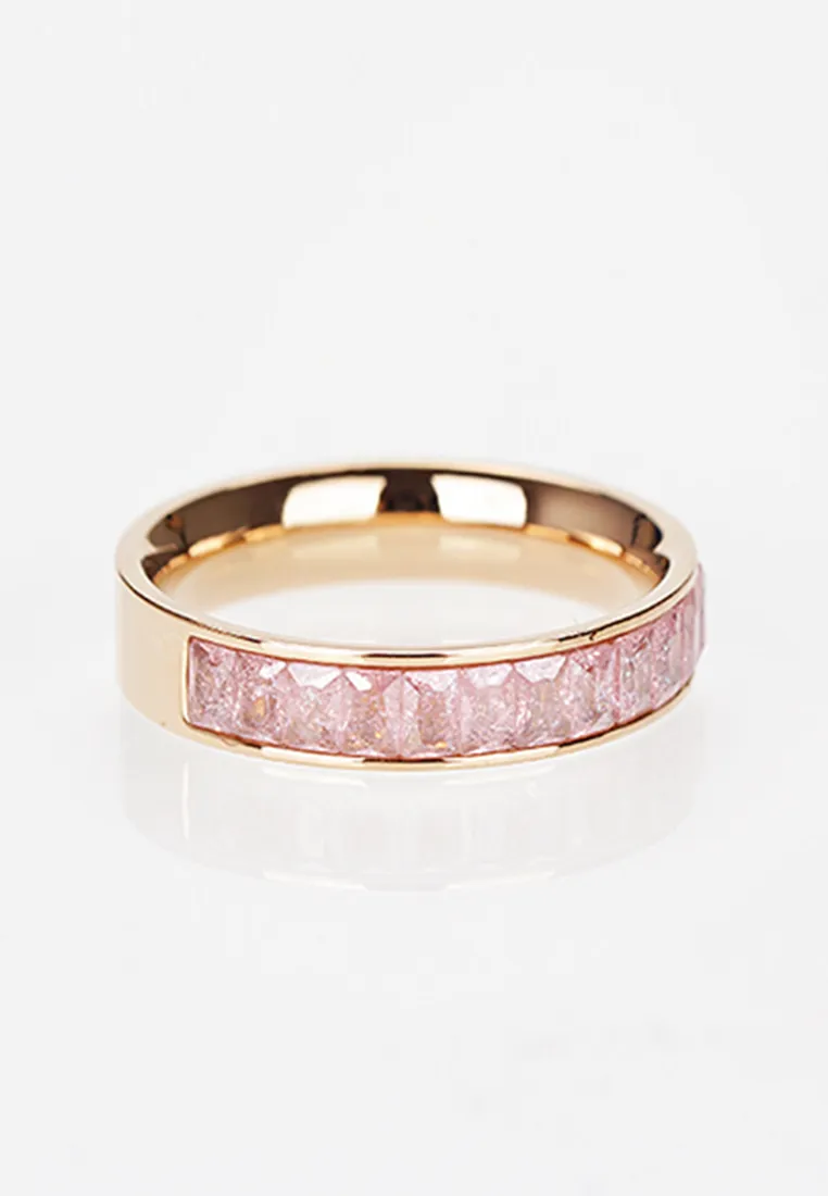 Georgia Princess-Cut Crystal Cryolite Inset Ring in Rose Gold