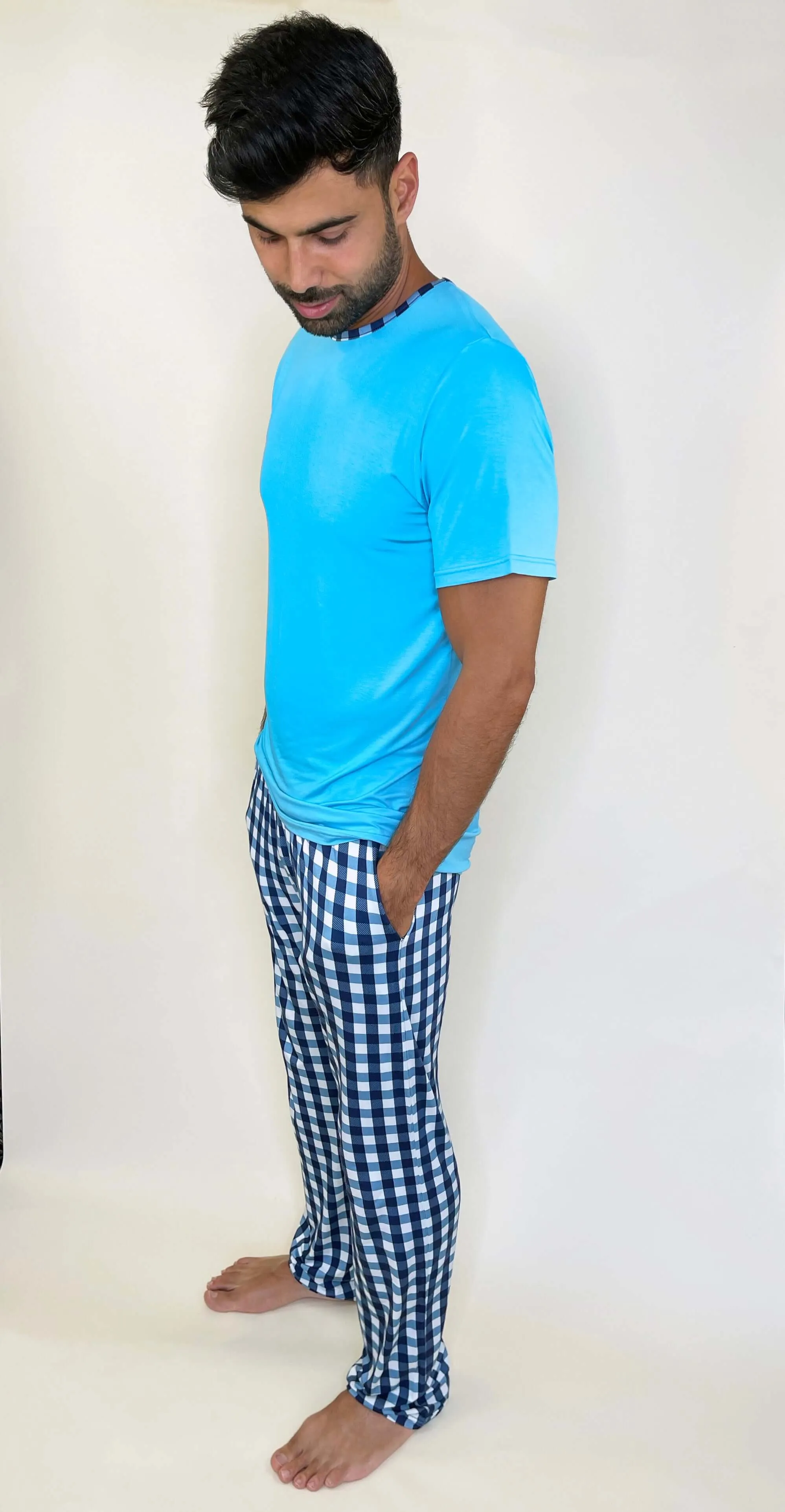 Gingham Bamboo Mens' Pajama Set