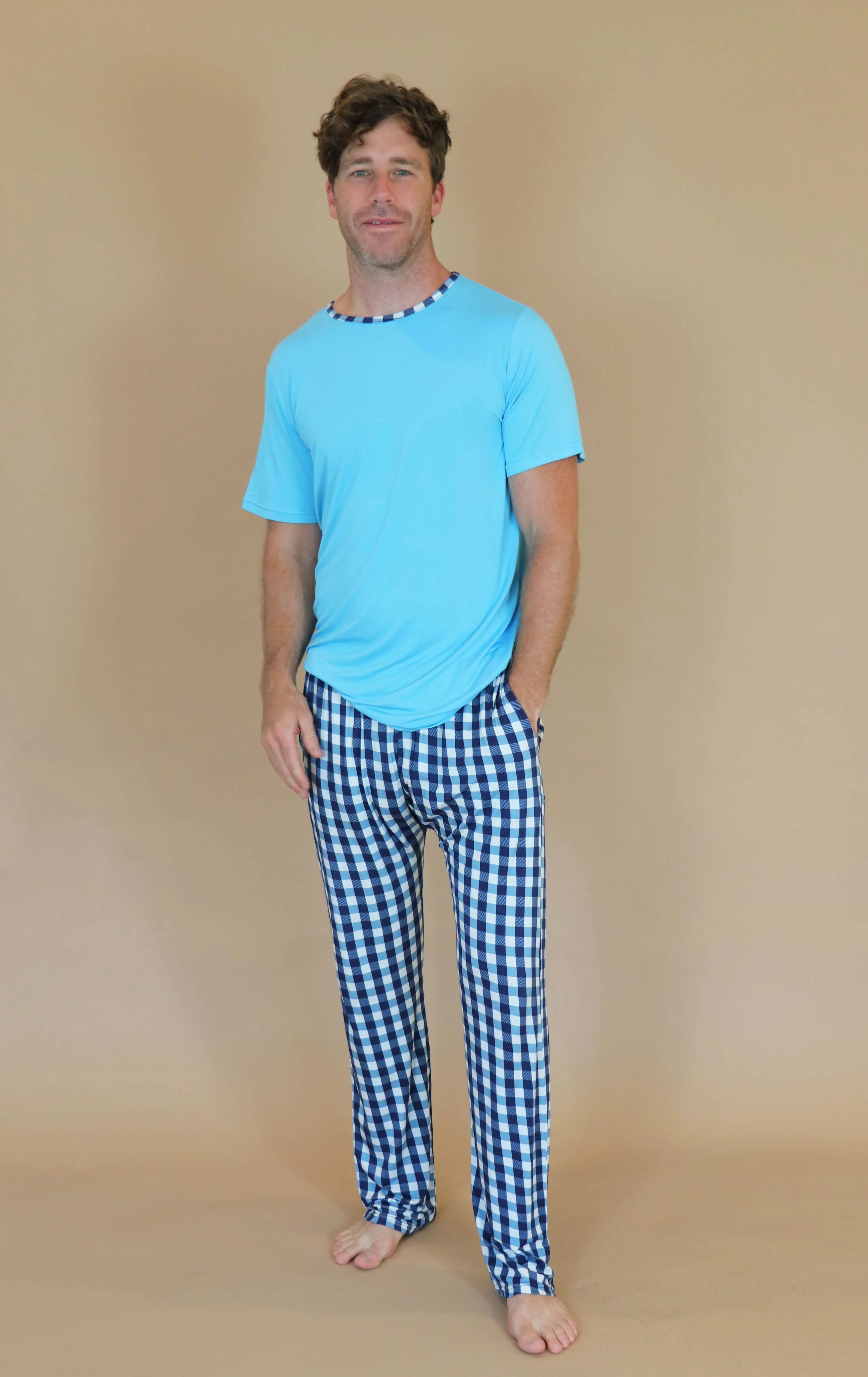 Gingham Bamboo Mens' Pajama Set