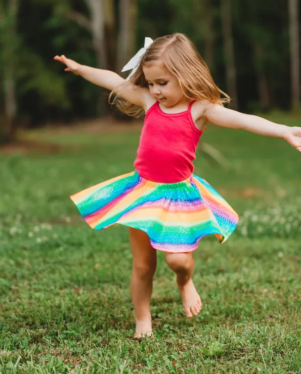 Girls Novelty Circle Skirt | Rainbow Sparkle