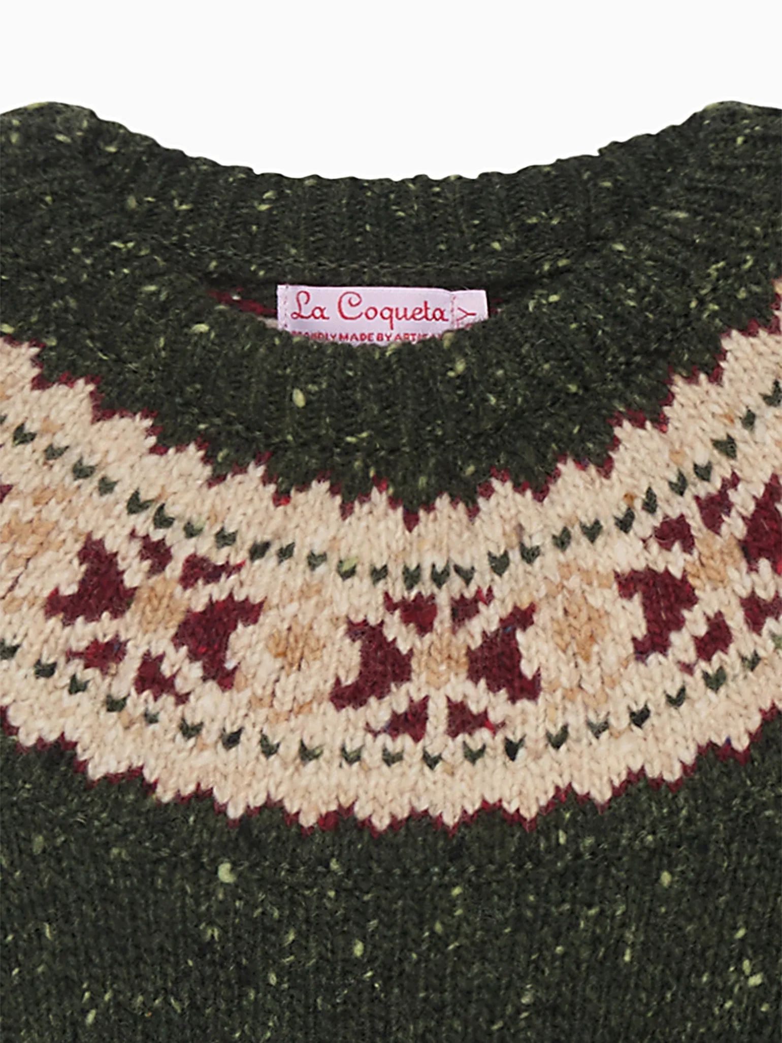 Green Merino Fair Isle Kids Jumper