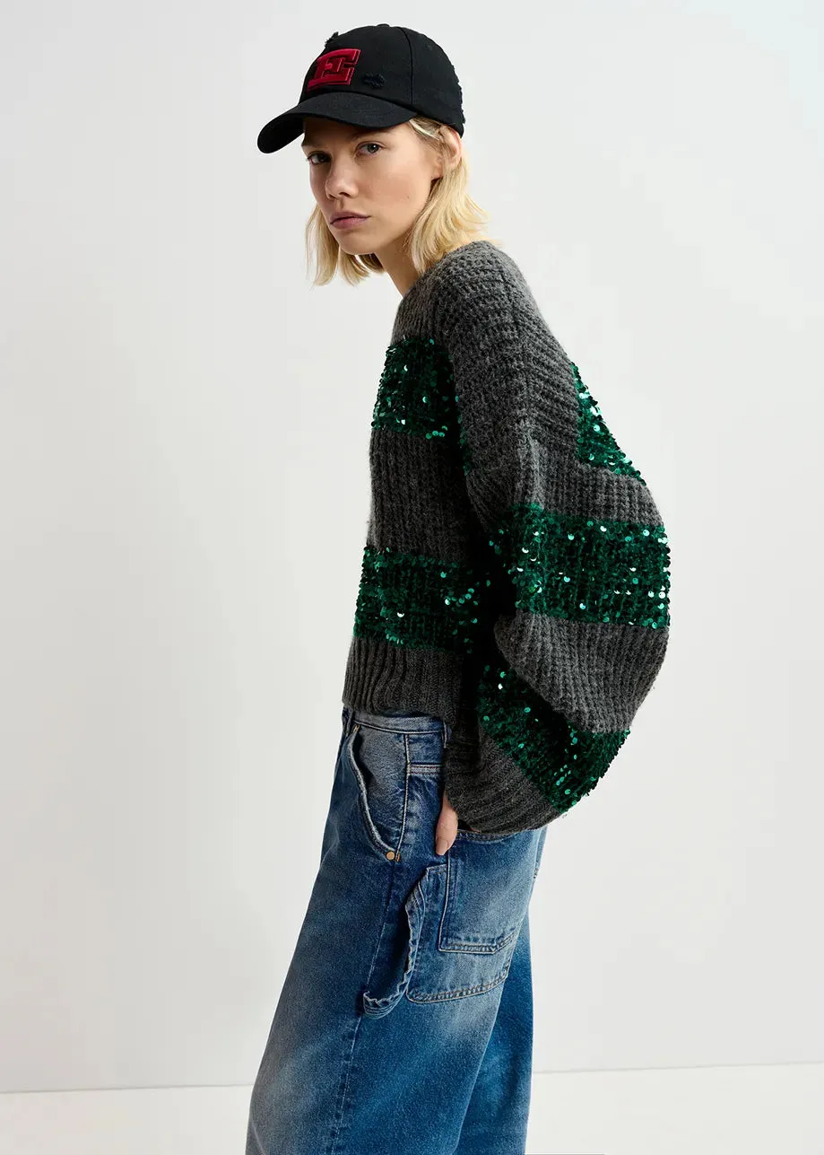 Group Sequin Knit - Green & Grey