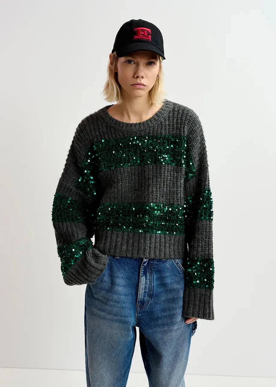 Group Sequin Knit - Green & Grey