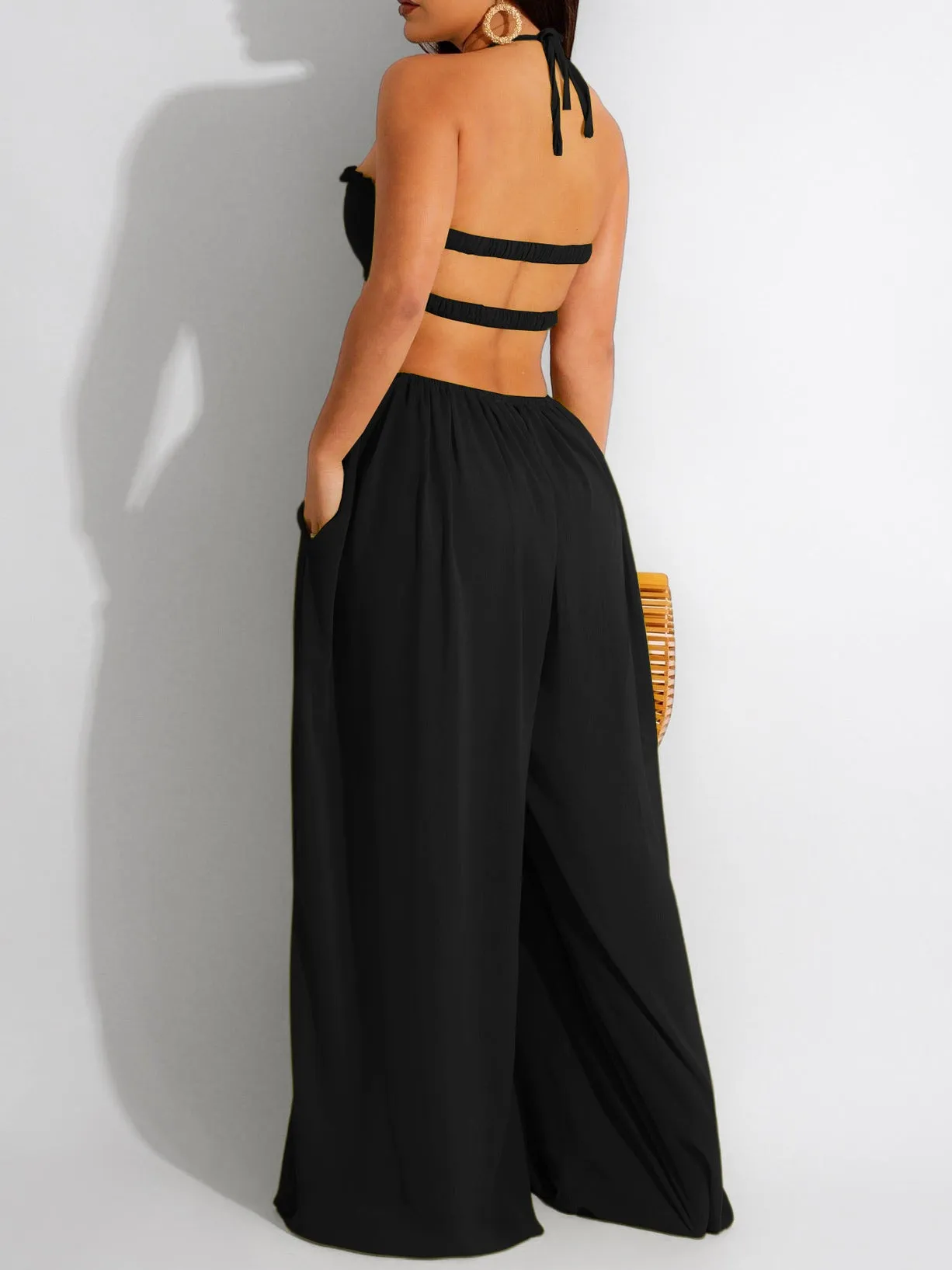 Halter Tube Top Backless Wide Leg Jumpsuits