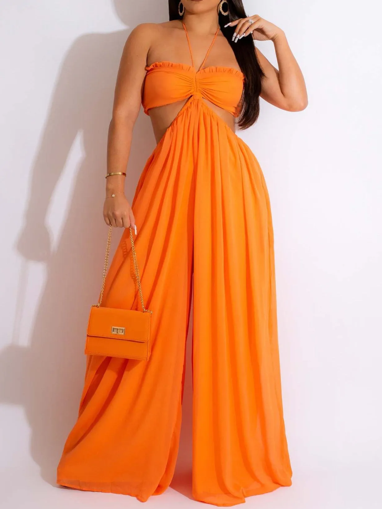 Halter Tube Top Backless Wide Leg Jumpsuits