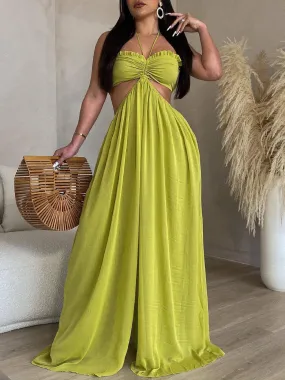 Halter Tube Top Backless Wide Leg Jumpsuits