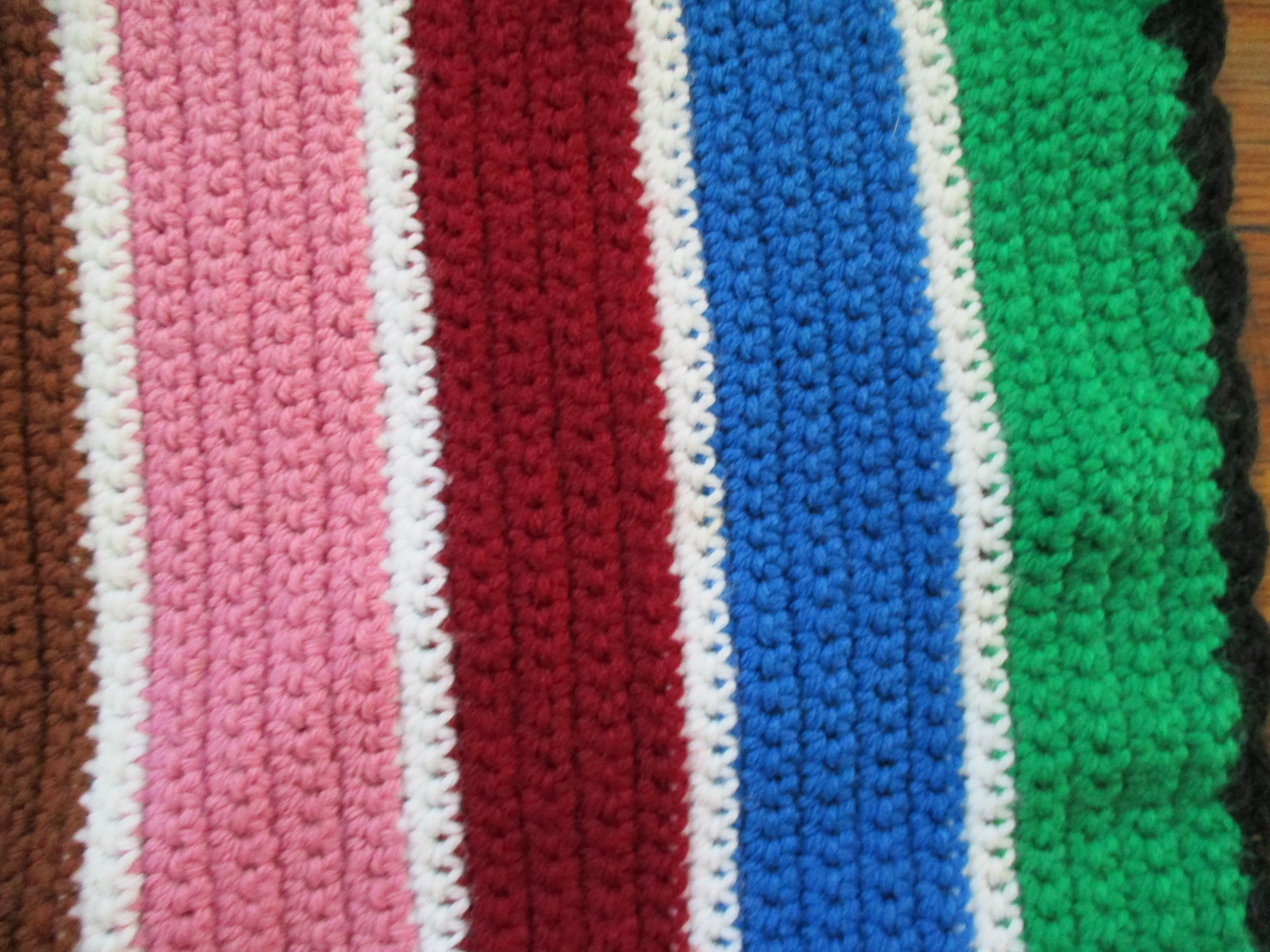 Handmade Crochet 1970s Style Blanket Throw Bedspread Cover Knit 60X53 Striped COLORFUL