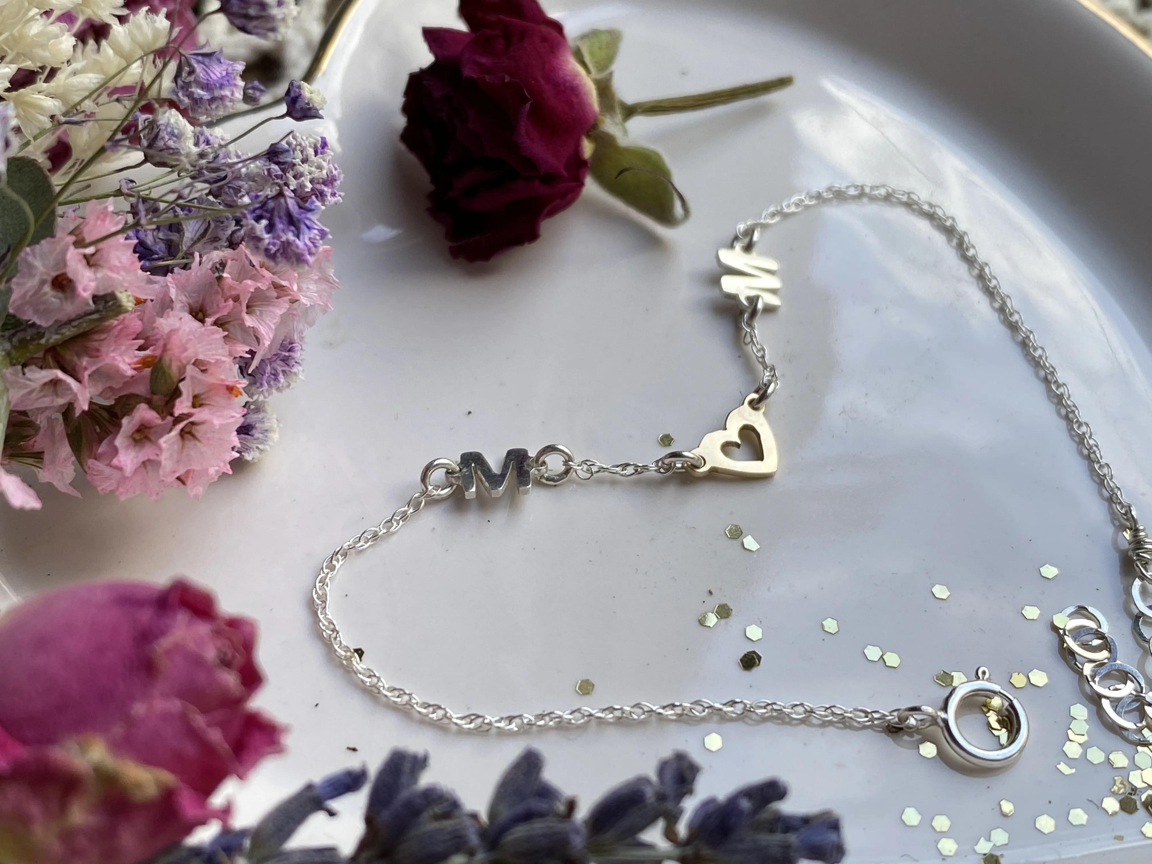 Heart Initial Letter Bracelet