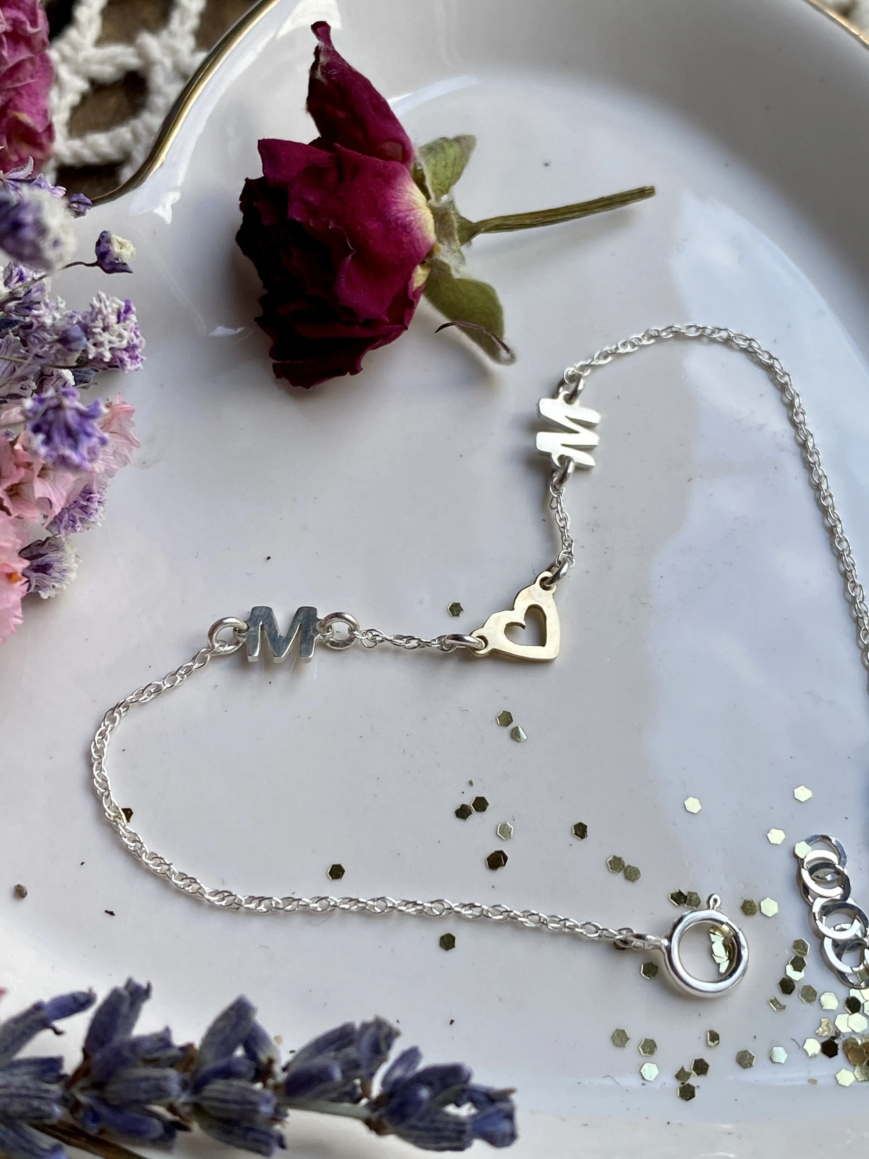 Heart Initial Letter Bracelet